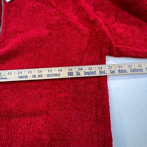Jennifer Moore Women's Knit Mock Neck Quarter Zip Pullover Sweater Red Sz XL NWT - Picture 10 of 10